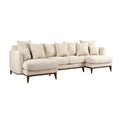 **Sofa narożny z poduszkami w kolorze beżowym**